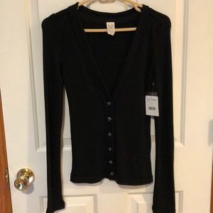 NWT FREE PEOPLE black v neck cardigan size small